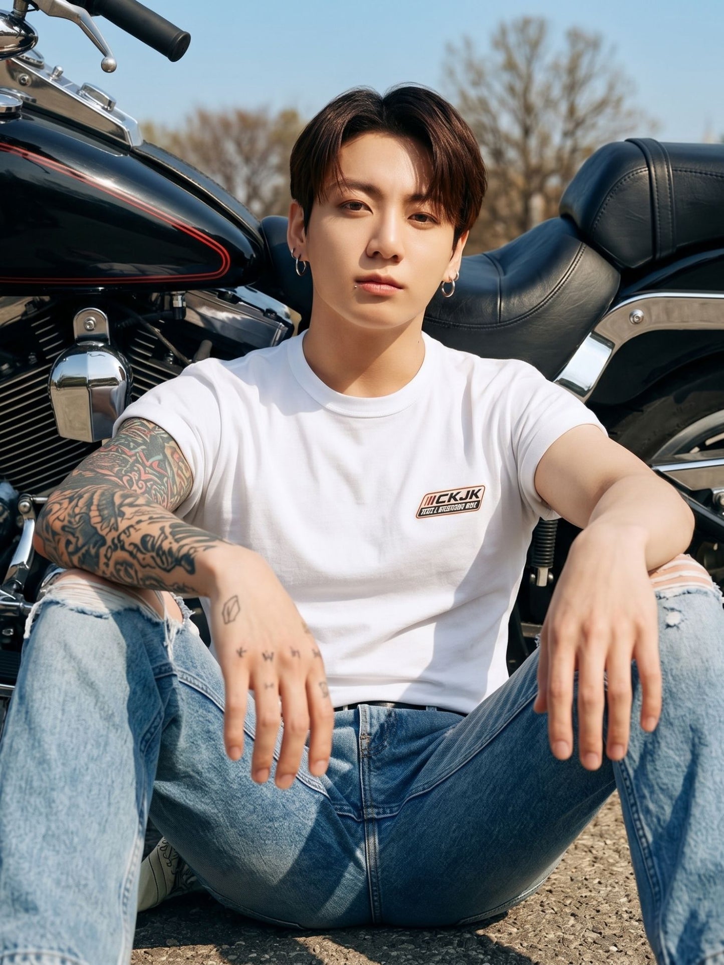 JUNG KOOK x CK LOGO BADGE RELAXED TEE
